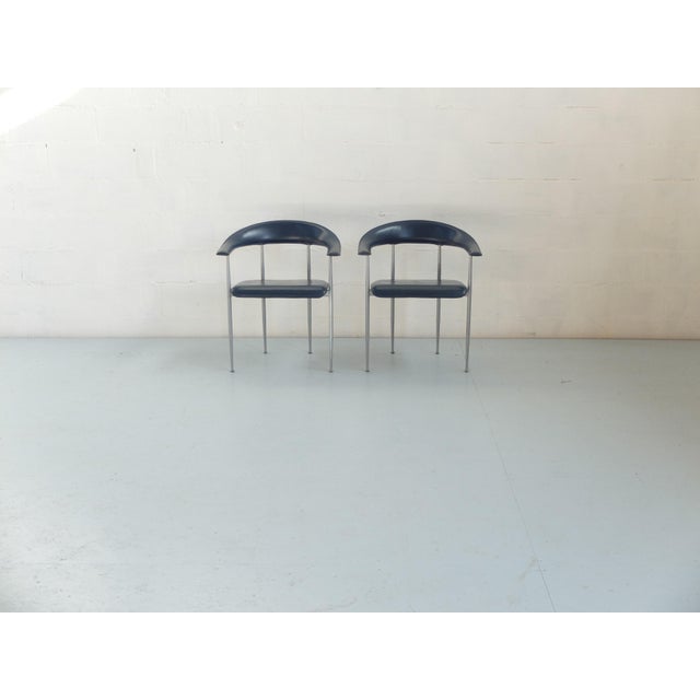 P40 Leather Chairs by Giancarlo Vegni and Gianfranco Gualtierotti for Fasem, 1980s, Set of 2 For Sale - Image 6 of 10