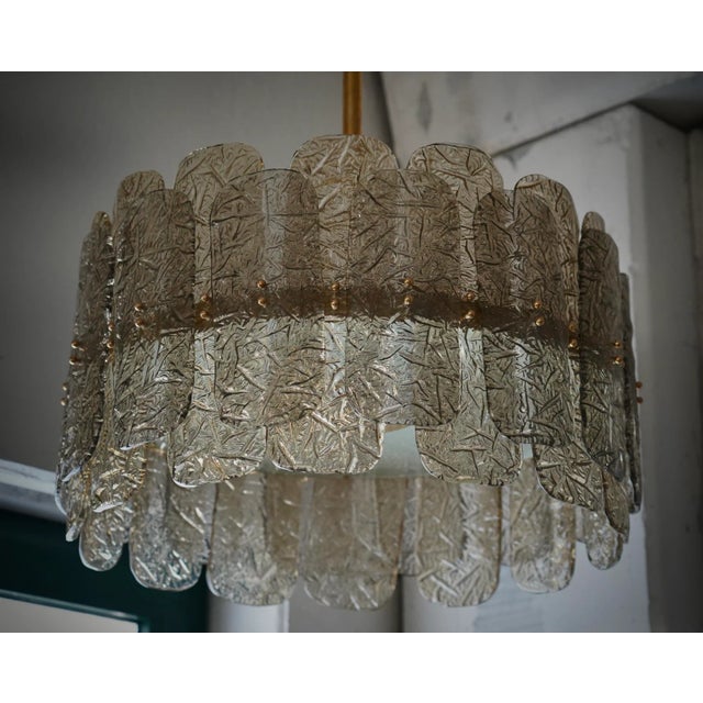 Chandelier in Smoky Art Glass and Brass, 2000 For Sale - Image 4 of 10