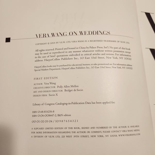 2001 Vera Wang on Weddings First Edition Hardcover Table Book For Sale In Orlando - Image 6 of 10
