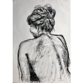 Angela Lyle "Christine With Her Hair Up" Charcoal on Paper 2001 For Sale