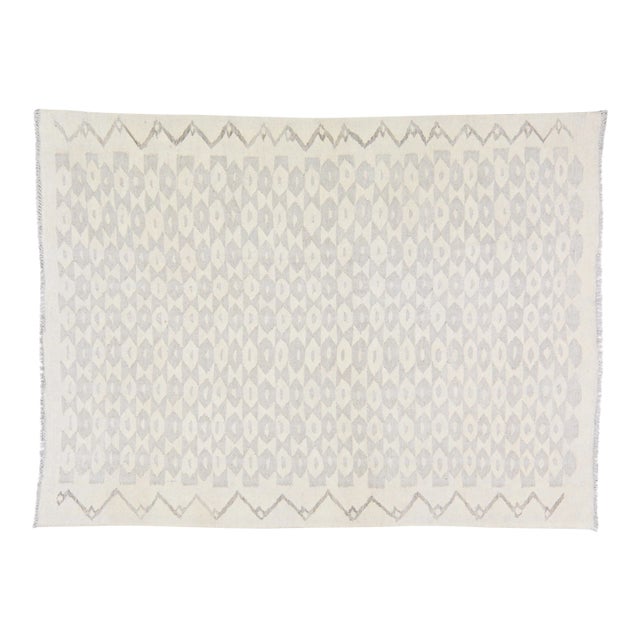 Vintage Afghan Hand Made Organic Undyed Wool Maimana Kilim,5'x6'8" For Sale