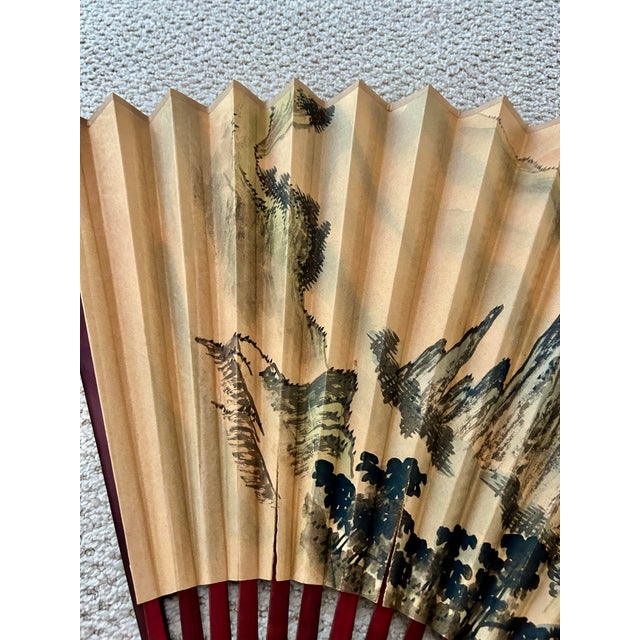 Vintage 1980s Japanese Oversized Folding Wall Fan For Sale - Image 4 of 10