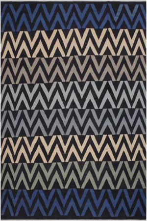 Contemporary Kilim Black/Ivory Hand-Woven Wool Rug - 8'6 X 10'1