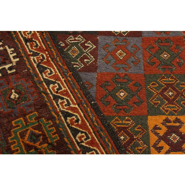 Brown Vintage Soumak Rust/Brown Wool Rug - 4'11'' X 6'5'' For Sale - Image 8 of 10