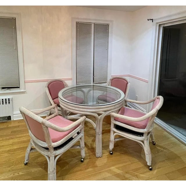 1980s 1980s Pencil Reed Pink Dining Set - 5 Pieces For Sale - Image 5 of 5