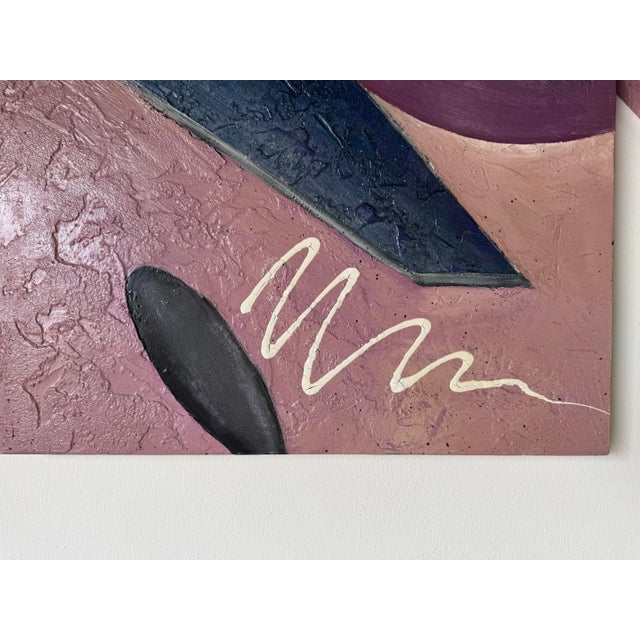 1980s Vintage Expressionist Abstract Composition Mixed Media Textured Acrylic Paintings – Set of 3 For Sale - Image 9 of 12