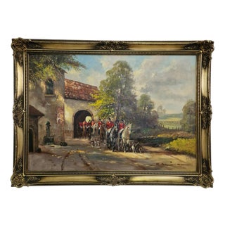 Off to the Meet, Oil Painting on Canvas, 20th Century, Framed For Sale