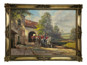 Off to the Meet, Oil Painting on Canvas, 20th Century, Framed