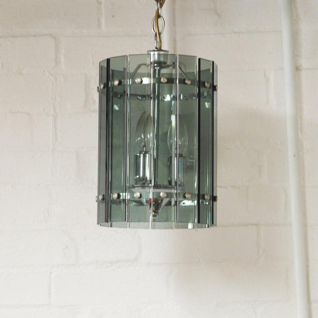 Lantern with Smoked Crystal Plates by Sciolari, 1960s For Sale - Image 7 of 8