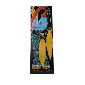 Italian Ceramic Wall Plaque of African Water Woman, 1970s