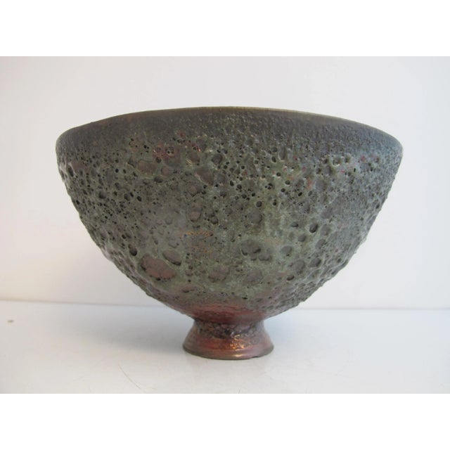 Beatrice Wood Beato Red Volcanic Iridescent Luster Pottery Footed Bowl For Sale - Image 4 of 11
