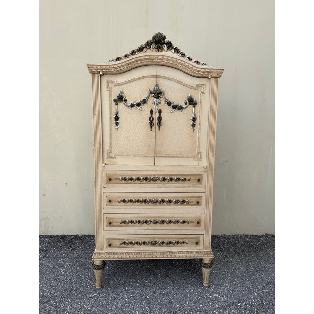 1920s French Provincial Louis XV Style Hand-Painted Jewelry Armoire/Lingerie Chest For Sale In West Palm - Image 6 of 15