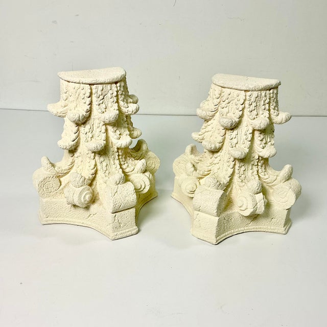 1988 Vintage Italian Corinthian Roman Empire Architectural Plaster Bookends - A Pair. For Sale - Image 13 of 16