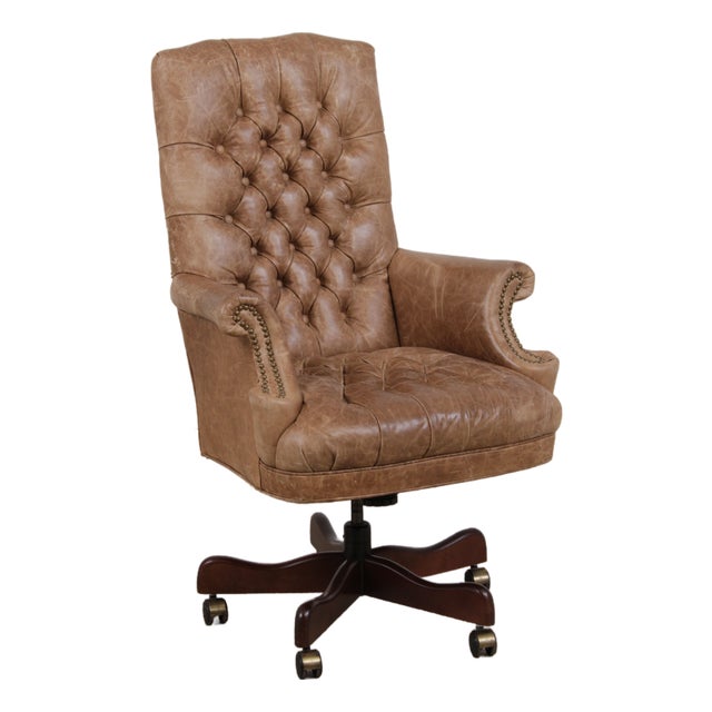 Lexington Tufted Leather Executive Desk Chair For Sale