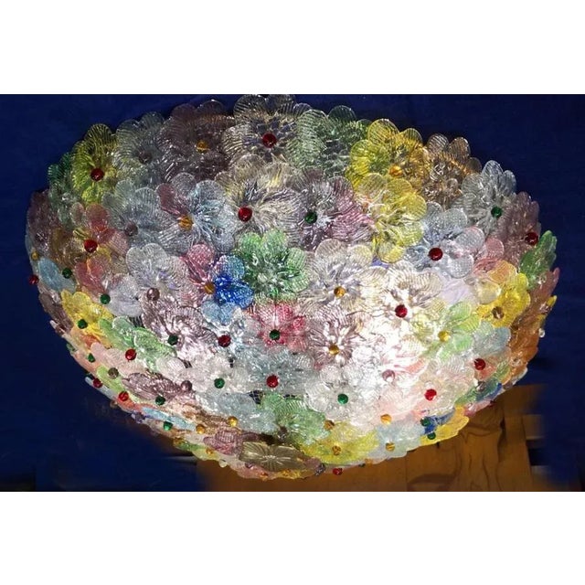 Multi-Color Flowers Basket Murano Glass Ceiling Light, Set of 2 For Sale - Image 6 of 8