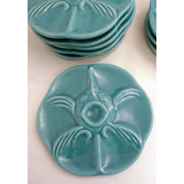 Blue Oyster and Fish Service in Earthenware, 1950s, Set of 13 For Sale - Image 8 of 18
