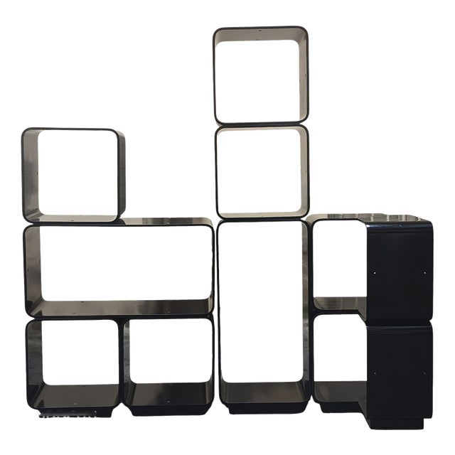 Black Modular Corner Bookcase by Carlo de Carli for Fiarm, Italy, 1970s For Sale