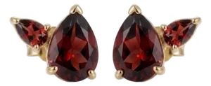 Garnet Pear Stud Earrings | Dainty Gemstone Dual Studs | January Birthstone Gift | Minimalist Luxury Jewelry - A Pair