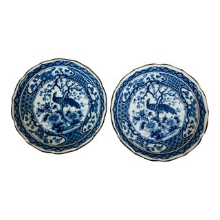1980s Andrea by Sadek Peacock Bowls - a Pair For Sale