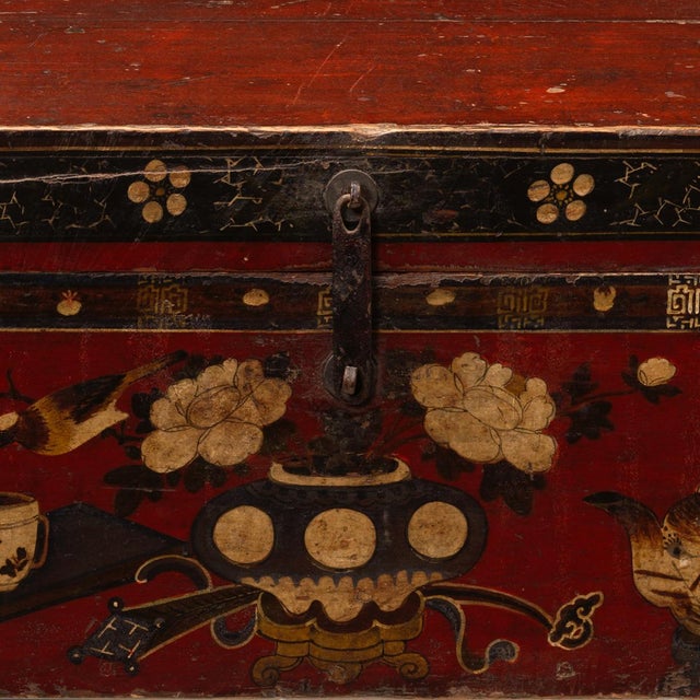Red and Black Painted Storage Box, 1890s For Sale - Image 6 of 8