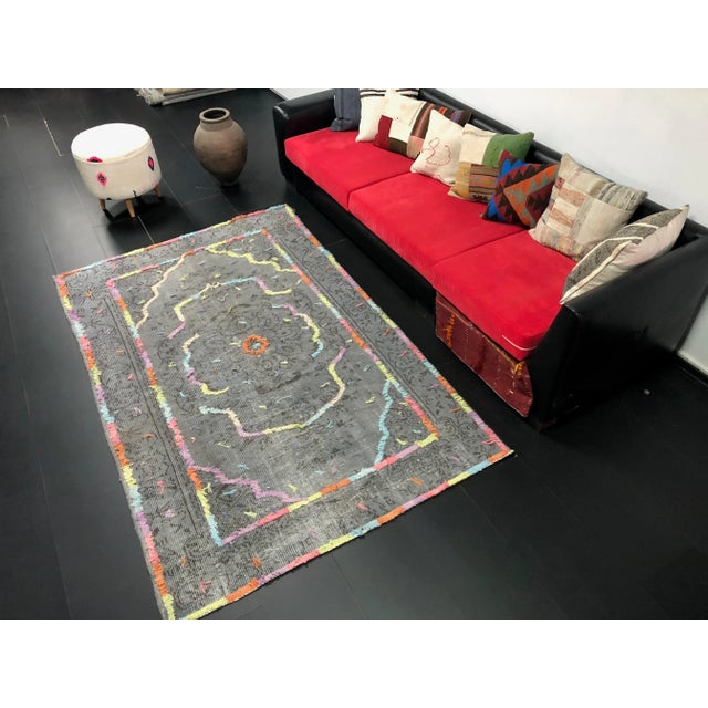 1960s Handmade wool and cotton rug in Turkish Anatolian Carpet, Vintage Special Area Rug, Turkish Vintage Rug, Pom pom...