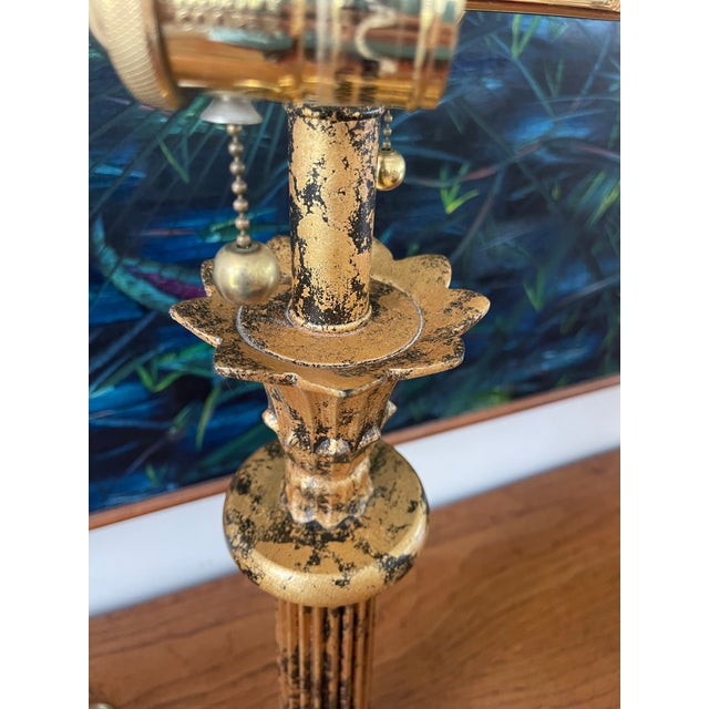 Frederick Cooper Antiqued Gilt Neoclassical Fluted Column Table Lamp For Sale In Naples, FL - Image 6 of 10