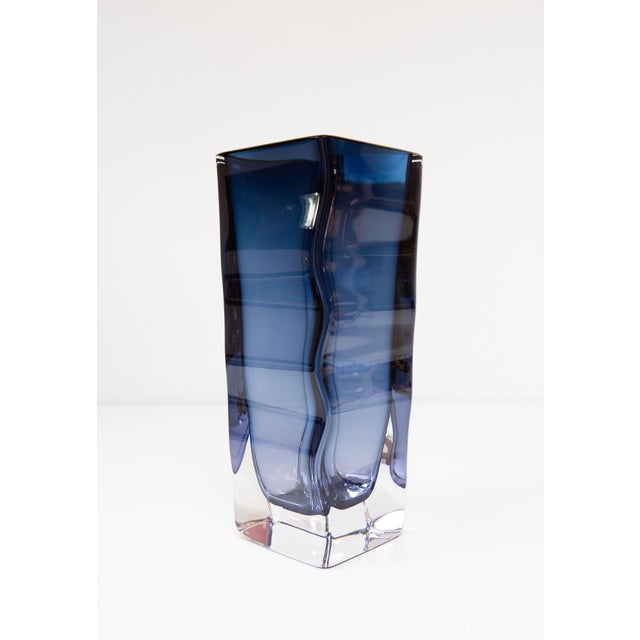 Swedish Glass Vases in Blue and Amber from Orrefors, Set of 4 For Sale - Image 15 of 17