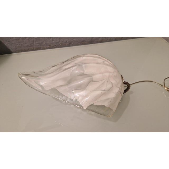 Mid-Century Modern Leaf Wall Lamps in Transparent and White Murano Glass from La Murrina, 1980s, Set of 2 For Sale - Image 3 of 18