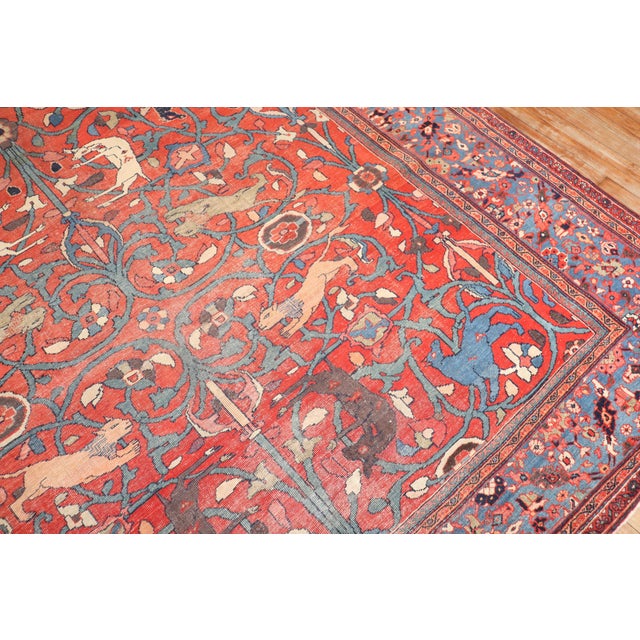 Early 20th Century Persian Mahal Animal Pictorial Rug - 8'6" x 13'5" For Sale - Image 10 of 11