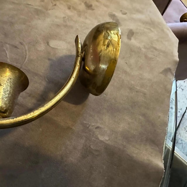 Two 1950s Mid-Century Modern Brass and Opaline Glass Italian Wall Sconces For Sale - Image 11 of 11