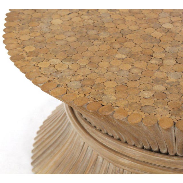 Mid-Century Modern McGuire Round Wheat Bamboo Sheaf Base Coffee Table For Sale - Image 11 of 12