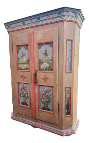 19th Century Equestrian Decorated Swiss or German Schrank.