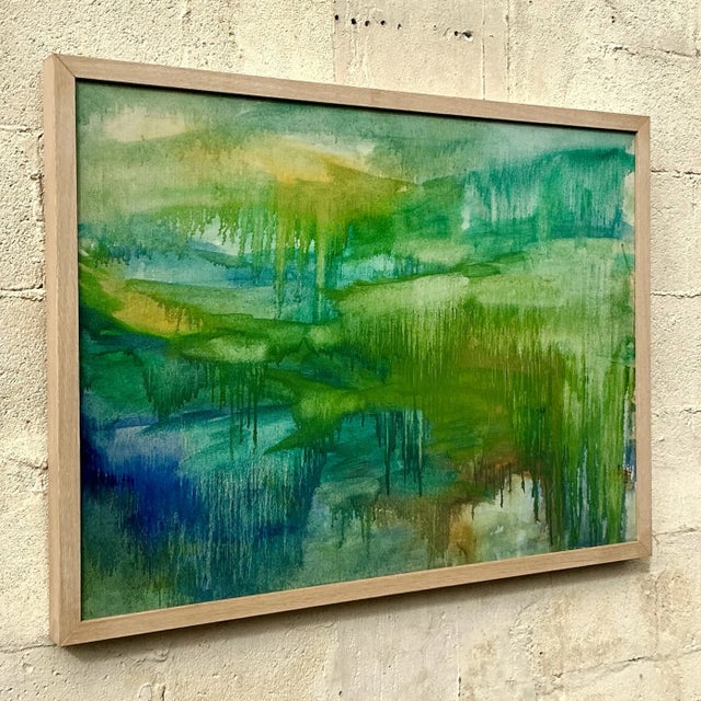 Vintage Boho Original Abstract Oil on Canvas For Sale - Image 4 of 6