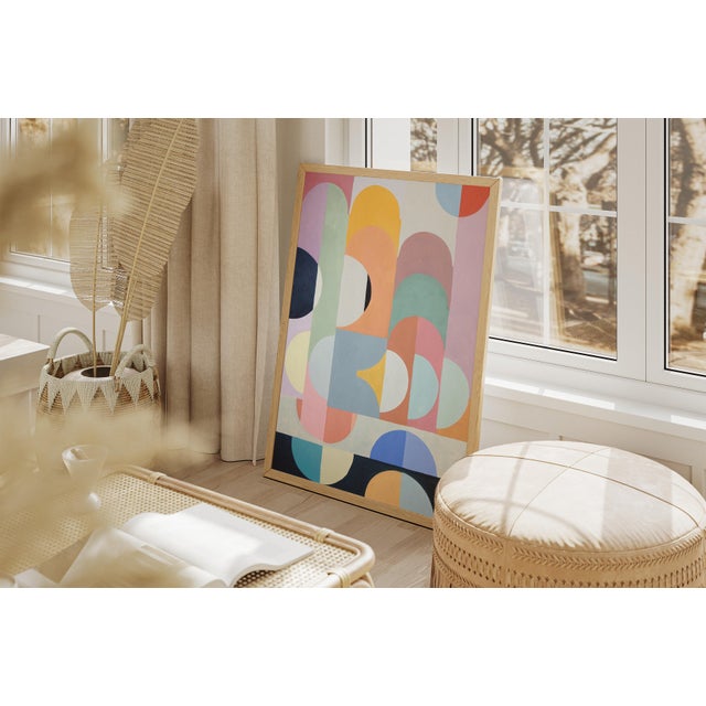 Light Pink 2026, Modern Painting in Pastel Tones of Art Deco Drops, Geometric Patterns Grid, Acrylic Paint on Watercolor Paper by Natalia Roman For Sale - Image 8 of 8