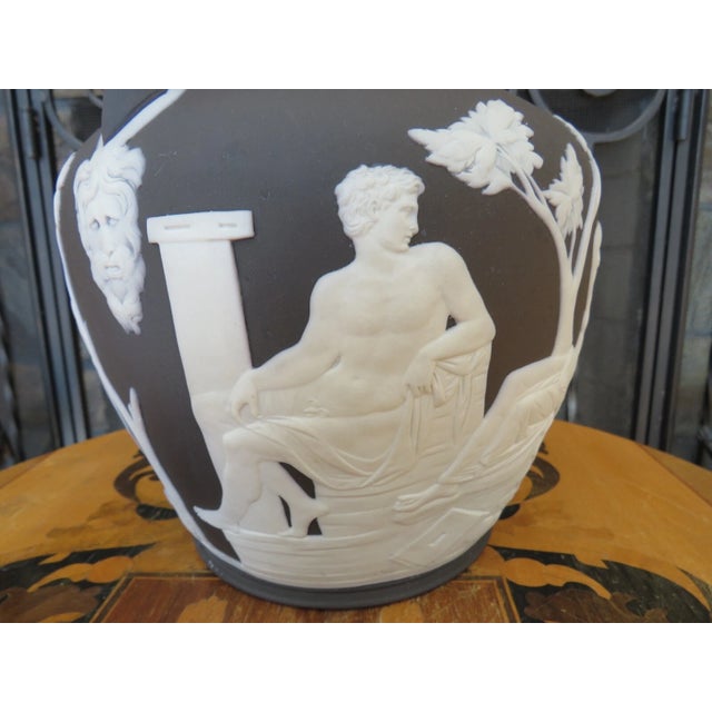 Wedgwood Antique Wedgwood Black Jasperware 10" Portland Vase Peleus & Thetis Phrygian Cap For Sale - Image 4 of 18