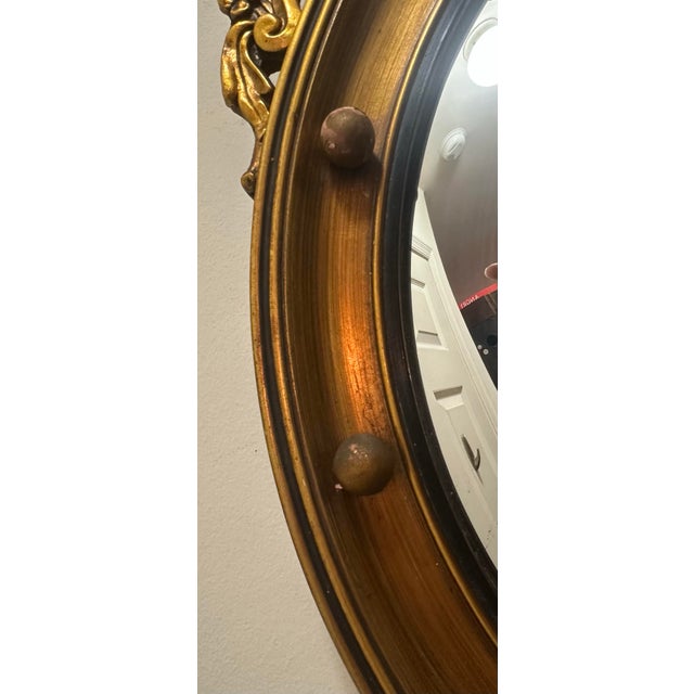 American Federal Style Giltwood Eagle Crest Convex Mirror, Mid-20th Century For Sale - Image 9 of 12