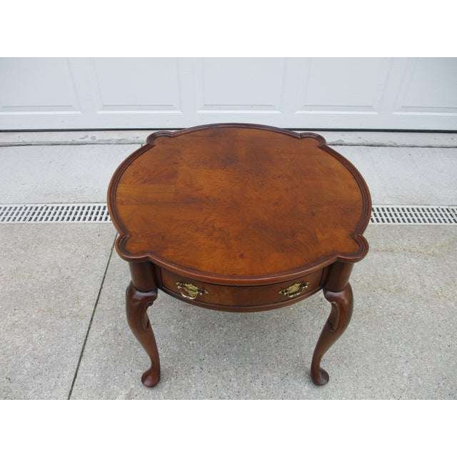 Burl Walnut Queen Anne Round Side Table Chairish
