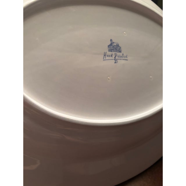 Vintage Dutch Blue & White Ironstone Platter – Petrus Regout Maastricht – Double Band Rim – 15.25” For Sale - Image 4 of 7