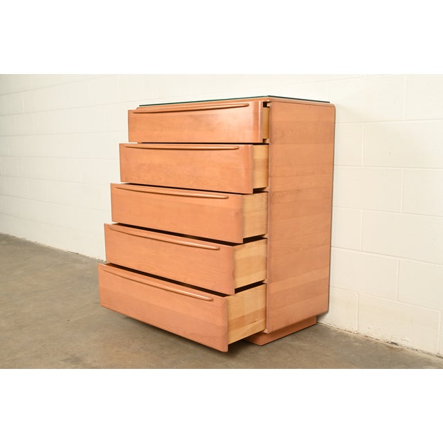 Heywood Wakefield Mid-Century Modern Solid Birch Five-Drawer Highboy Dresser, 1965 For Sale In South Bend - Image 6 of 18