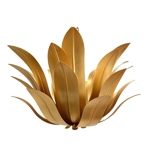Metal Matthew Izzo Home Leander Leaf Blossom Chandelier in Gold Leaf For Sale - Image 7 of 7