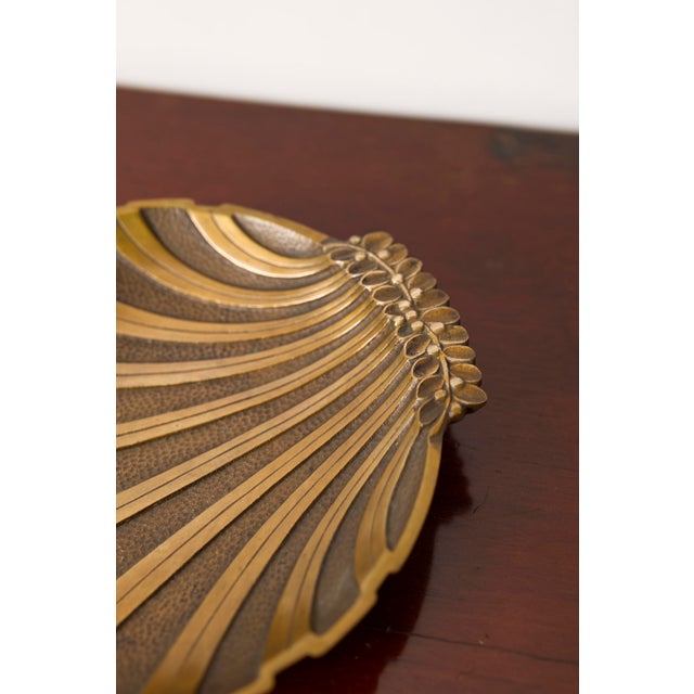 Metal Art Deco Scallop Bronze Bowl by Niels Dam Ravn for Nordisk Malm, Denmark, 1930s For Sale - Image 7 of 13