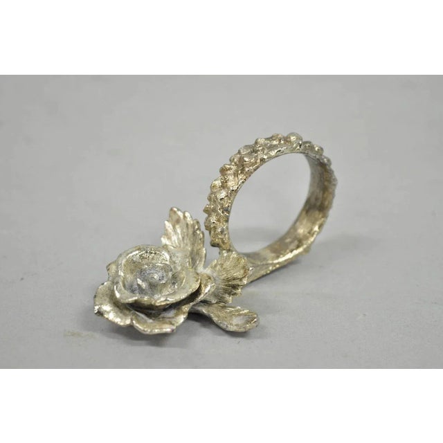 Vintage Princess House Victorian Rose Silver Plated Napkin Rings - 7 Pc Set For Sale - Image 4 of 9