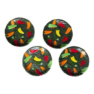 Vintage Haldon Group Majolica Pepper 8” Plates - Set of Four Green Leaf Pattern