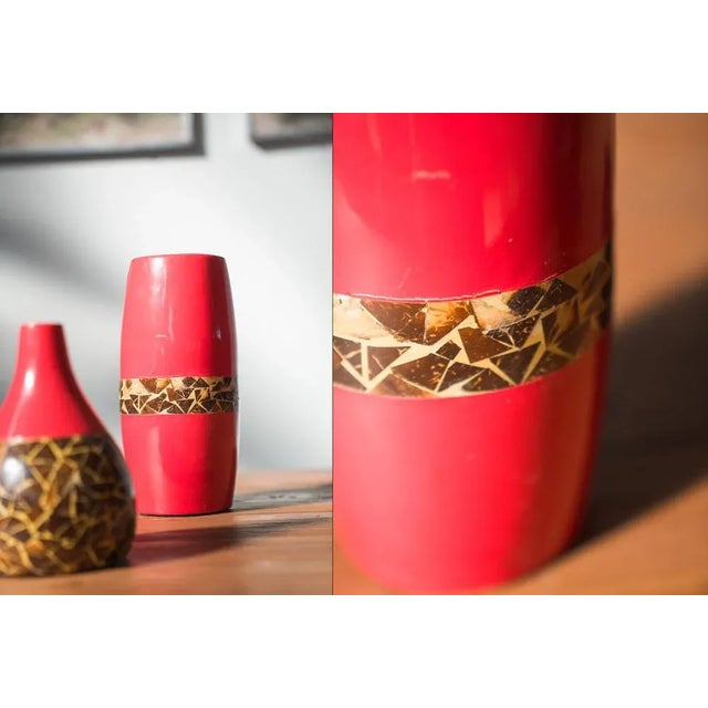 Terracotta Vases with Inlaid Mosaic, 1980s, Set of 2 For Sale - Image 6 of 7