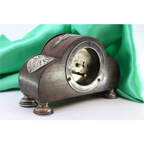 Wood Wooden Table Regulator Clock with Silver Applications For Sale - Image 7 of 8