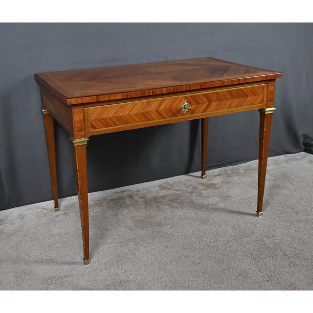 Small Early 20th Century Louis XVI Marquetry Writing Table, 1890s For Sale - Image 16 of 18