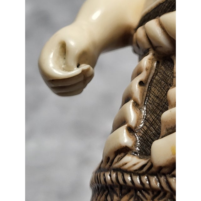 Antique Meiji Period Japanese Hand Carved Sumo Figurine For Sale - Image 11 of 14