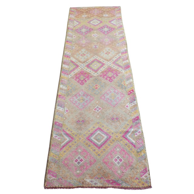 Textile Distressed Turkish Runner Rug. Hand-Knotted Organic Wool Tribal Kitchen Runner - 2′10″ × 10′7″ For Sale - Image 7 of 15