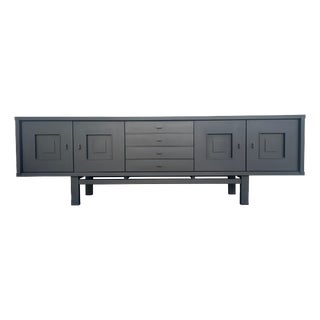 Vintage Brutalist Black Stained Oak Sideboard from De Coene, 1960s For Sale