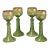 Antique Venetian Glass Bohemian Attributed to Moser Chalices Green Gilded Roemer Stems- Set of 4 For Sale